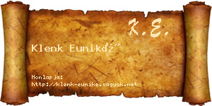 Klenk Euniké névjegykártya